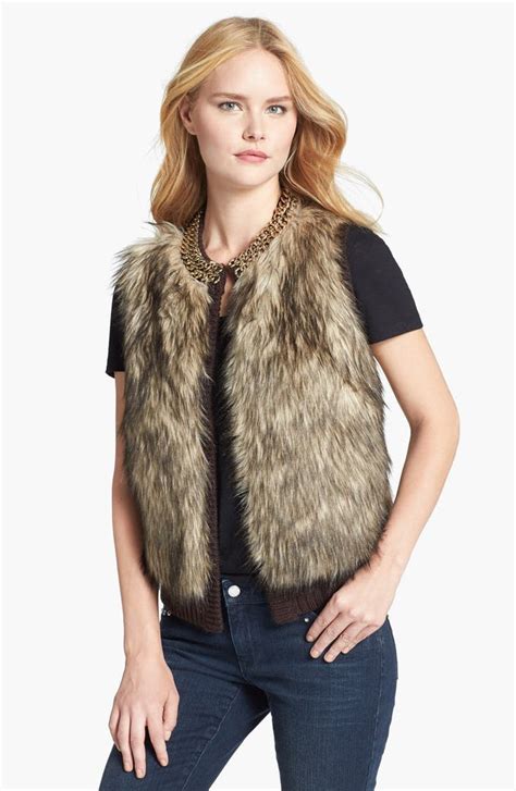 michael kors fur vest chain|faux fur vest michael kors.